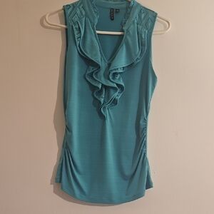 HeartSoul Turquoise Sleeveless Ruffle Blouse